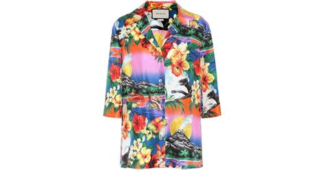 gucci red silk shirt|Gucci hawaiian shirt.